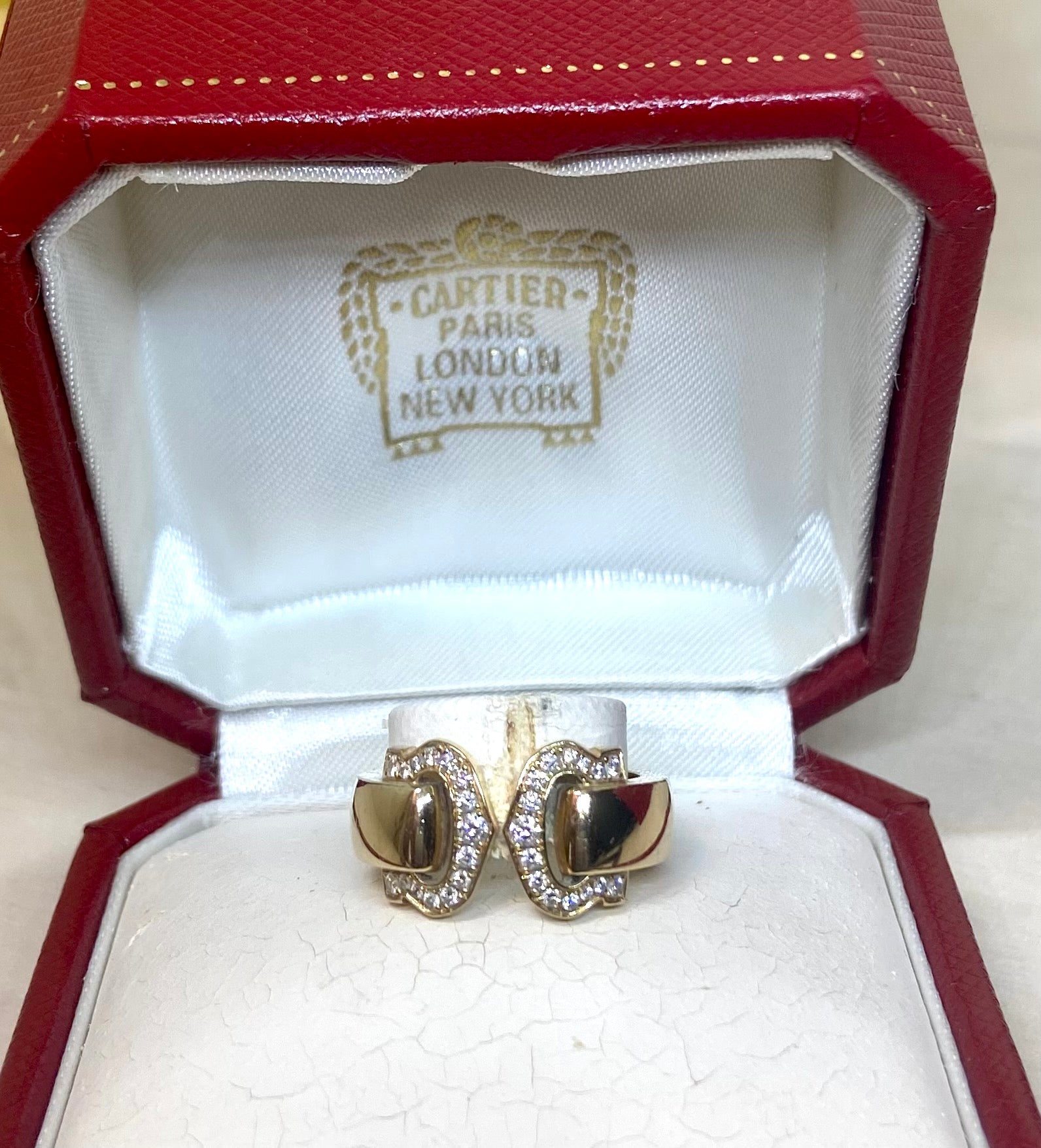 Cartier 2C de Cartier Diamond 18KT Yellow Gold Ring Size 5