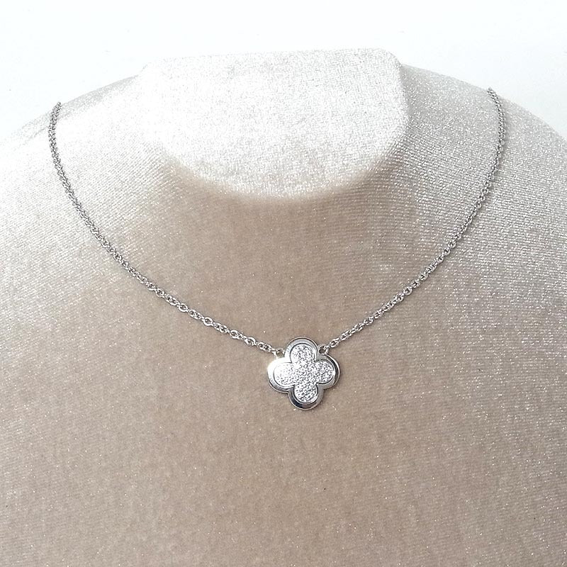 Van Cleef & Arpels Diamond Pure Alhambra 18Kt White Gold Large Version Necklace