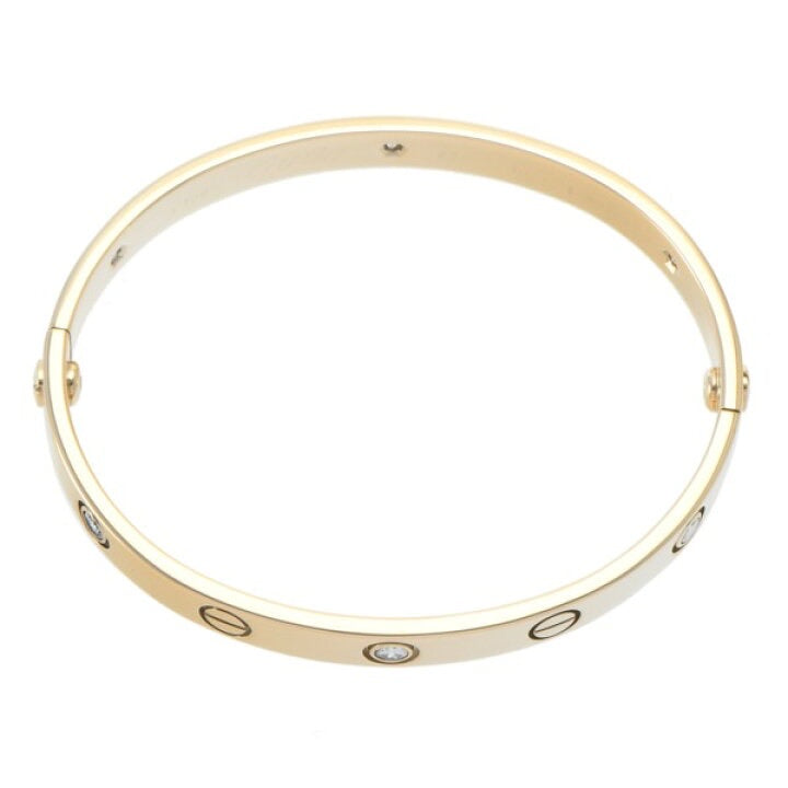 Cartier 6P Diamond Love Bracelet 18KT Yellow Gold Size 16