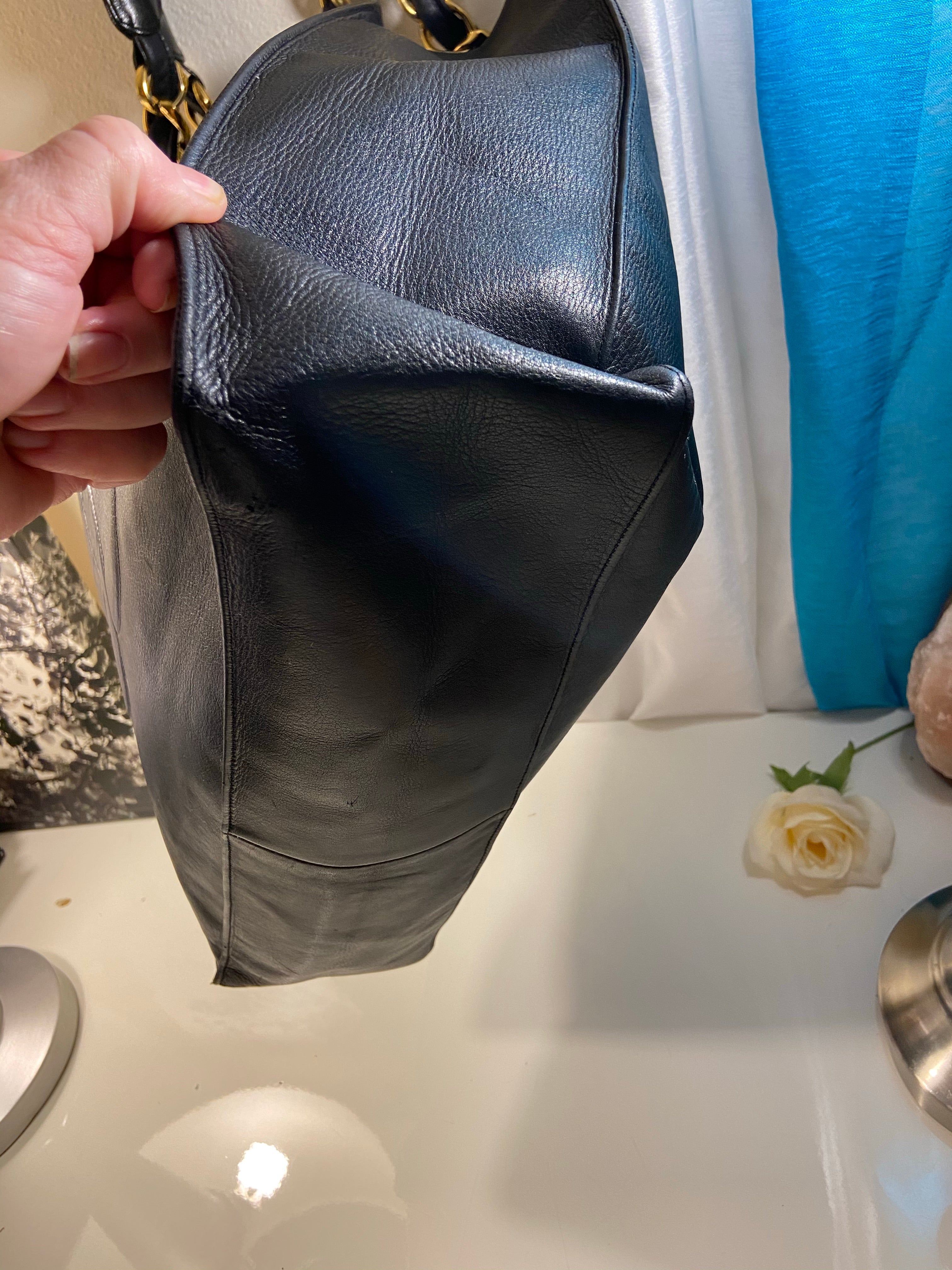 CHANEL XL Gold Hardware GST Tote Black Lambskin Bag