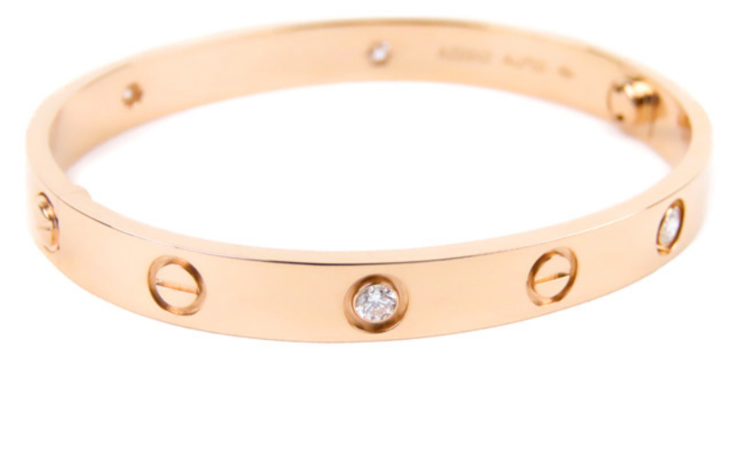 Cartier 4P Half Diamond 18KT Rose Gold Love Bracelet #16