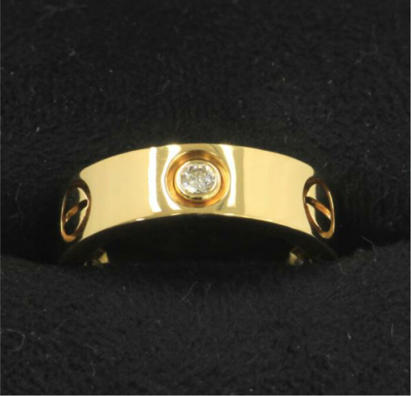 Cartier 3P Half Diamond Love Ring 18KT Yellow Gold #49/ US 5