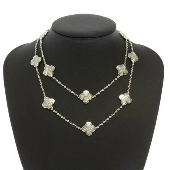 Van Cleef & Arpels Diamond Paved Pure Alhambra 16 Motif Long Necklace