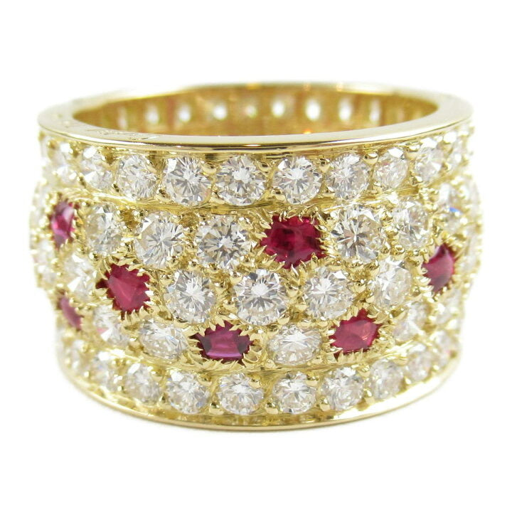 Cartier Nigeria Diamond Paved Ruby 18KT Yellow Gold Ring Size 57