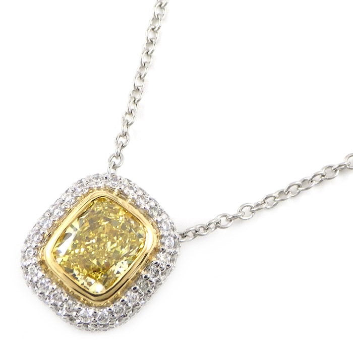 Tiffany Fancy Yellow Diamond .70ct Soleste PT950 18KT Necklace