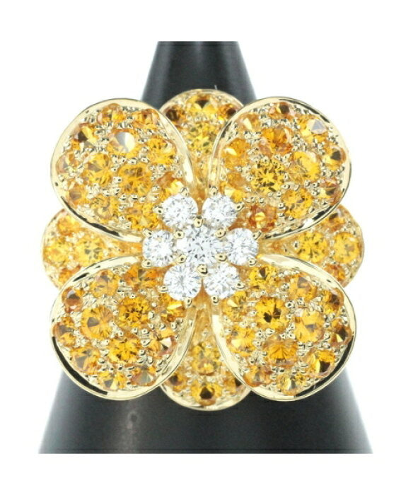 Van Cleef & Arpels Diamond Sapphire Cosmos Flower 18KT Yellow Gold Ring