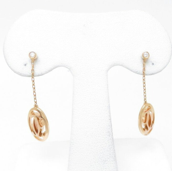 Cartier Double C de Cartier Logo Diamond Rose Gold Dangle Earrings