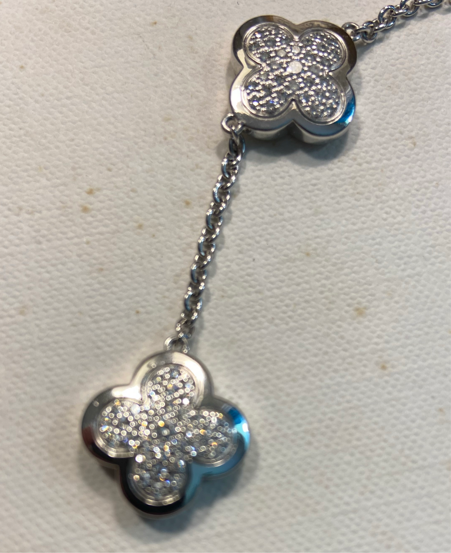 Van Cleef & Arpels Diamond Paved Pure Alhambra 16 Motif Long Necklace