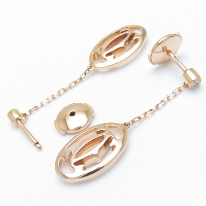 Cartier Double C de Cartier Logo Diamond Rose Gold Dangle Earrings
