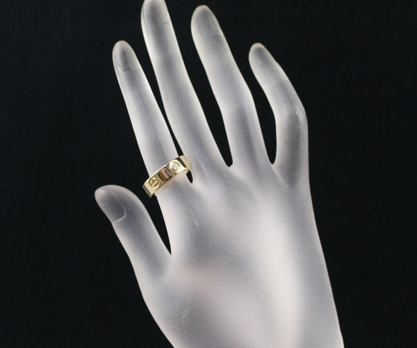 Cartier 3P Half Diamond 18KT Yellow Gold Love Ring #51
