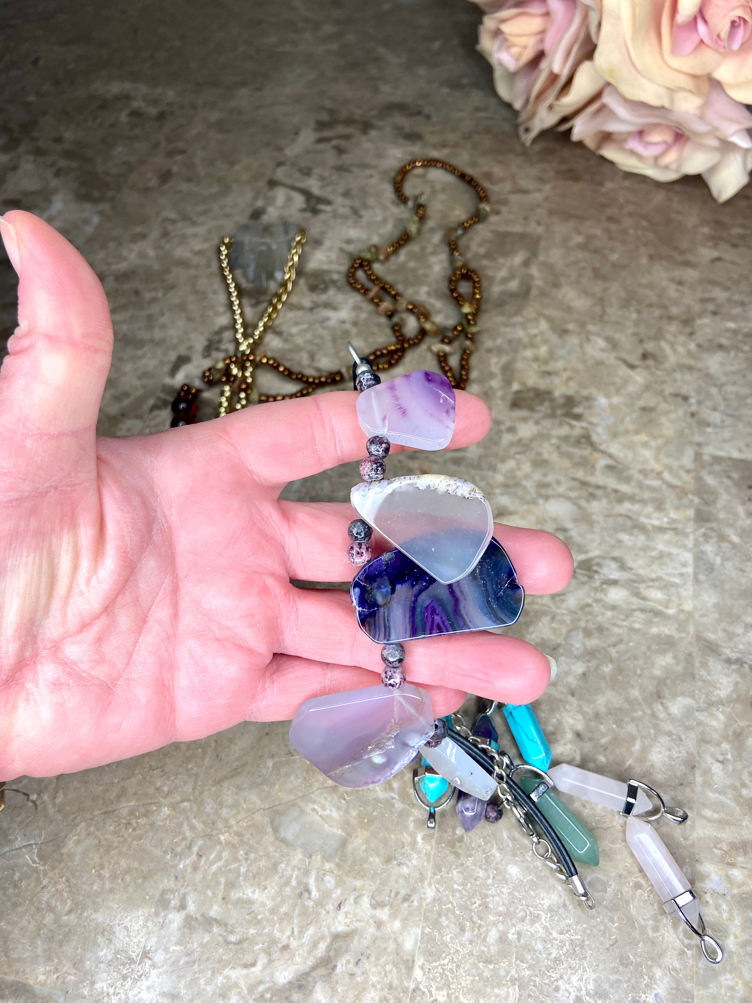 Bundle of Natural Stone Jewelry, Pendants, Turquoise, Amethyst, Druzy Reseller, Misc
