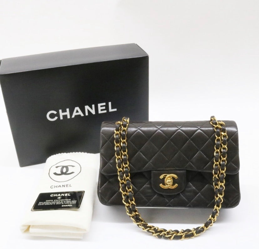 CHANEL Double Flap 23 Gold Hardware Lambskin Shoulder Bag