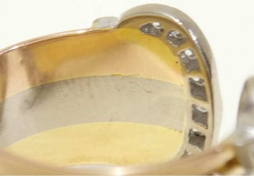Cartier Diamond Double 2C de Trinity 18KT Gold Ring Size 5