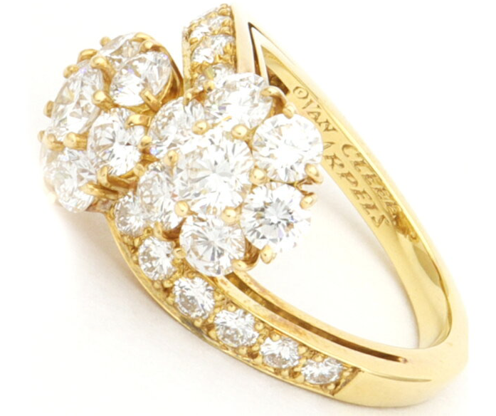 Van Cleef & Arpels Diamond Fleurrette Bypass 18KT Gold Ring #59/ US 5