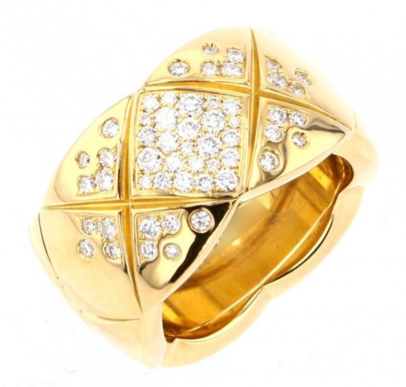 CHANEL Diamond Large CoCo Crush 18KT Yellow Gold Ring Size 55/ 7