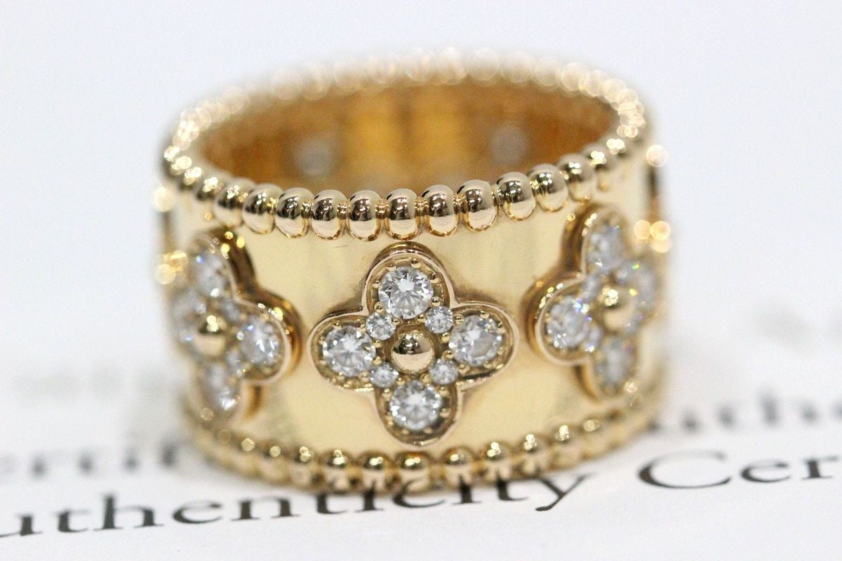 Van Cleef & Arpels Perlee Clover Alhambra Diamond Ring #53 / 6.5