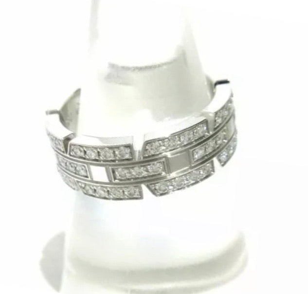 Cartier Tank Francaise Full Diamond 18KT White Gold Ring #49