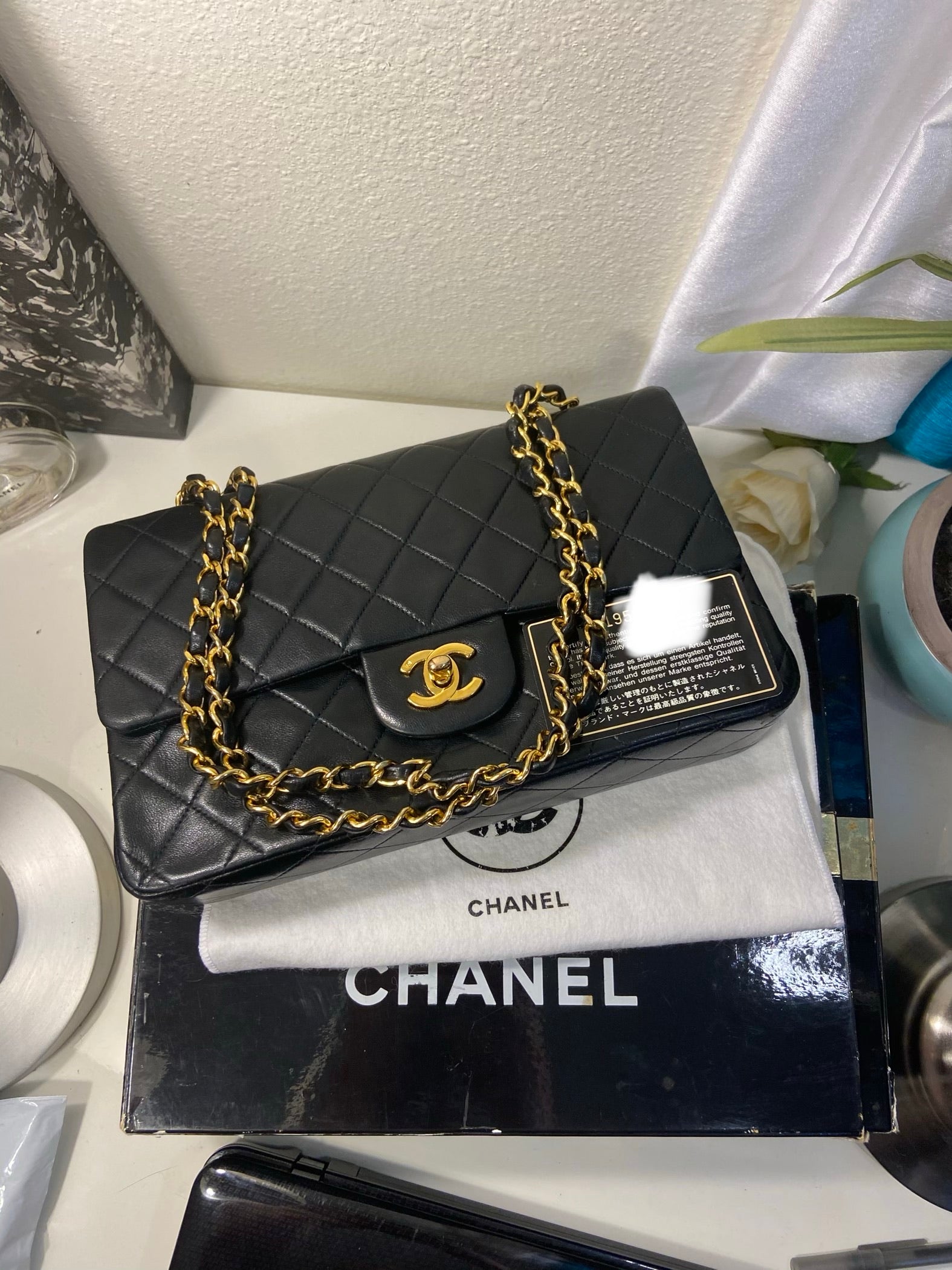 Sale! CHANEL Black Double Flap Lambskin Leather 25 Shoulder Bag