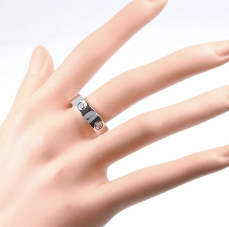 Cartier 6P Full Diamond Cartier Love Ring 18KT Gold #60/ US 9