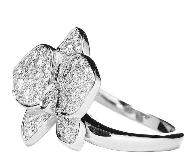 Cartier Diamond Large Caresse D’Orchidees Flower Ring Size 49/ 5