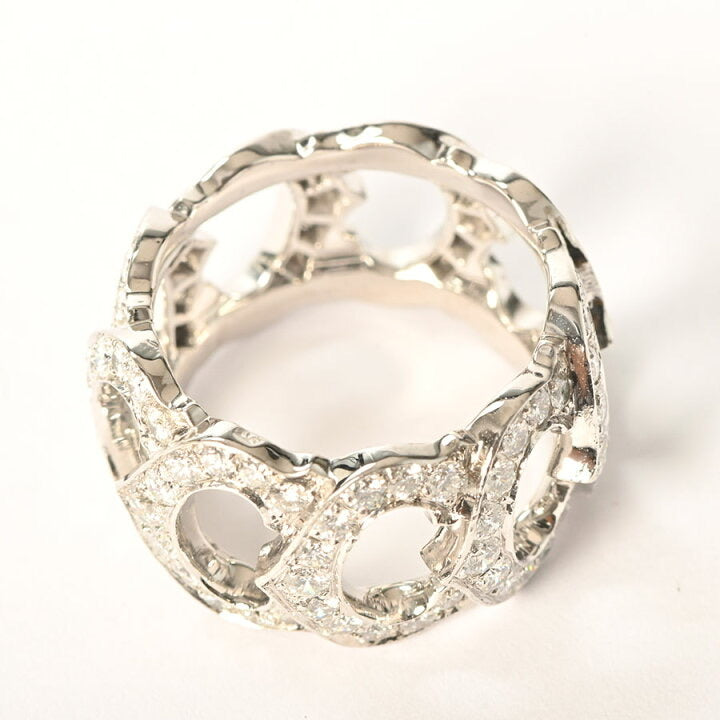 Cartier C de Diamond Entrelaces 18Kt White Gold Ring Size #54 / US 6.5