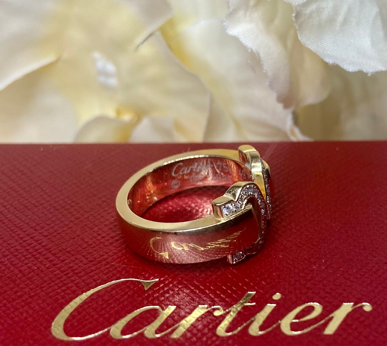 Cartier 2C de Cartier Diamond 18KT Yellow Gold Ring Size 5