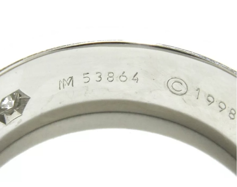 Cartier 3P Half Diamond 18KT White Gold Love Ring Size 5