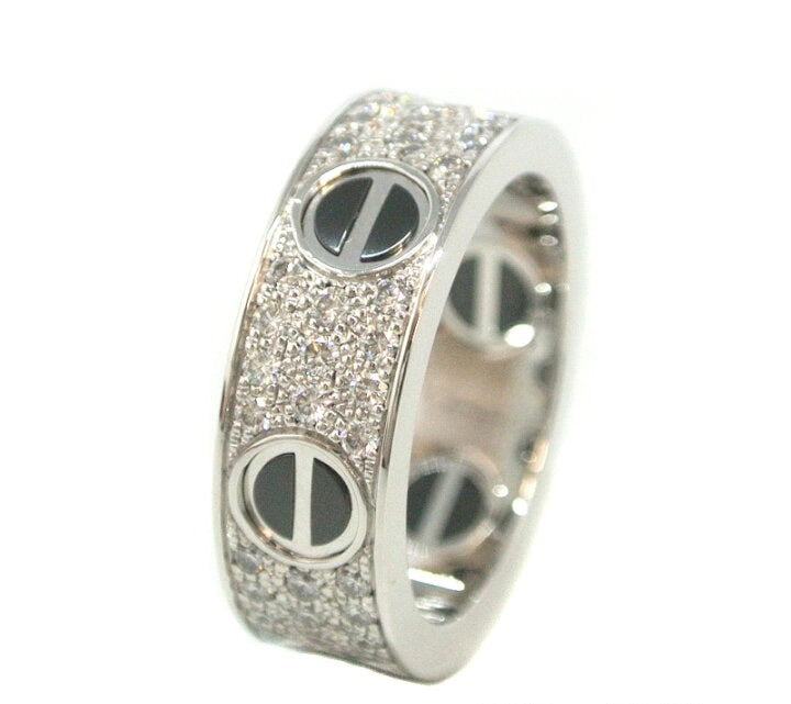 Cartier Diamond Ceramic White Gold Love Ring Size #50/ 5