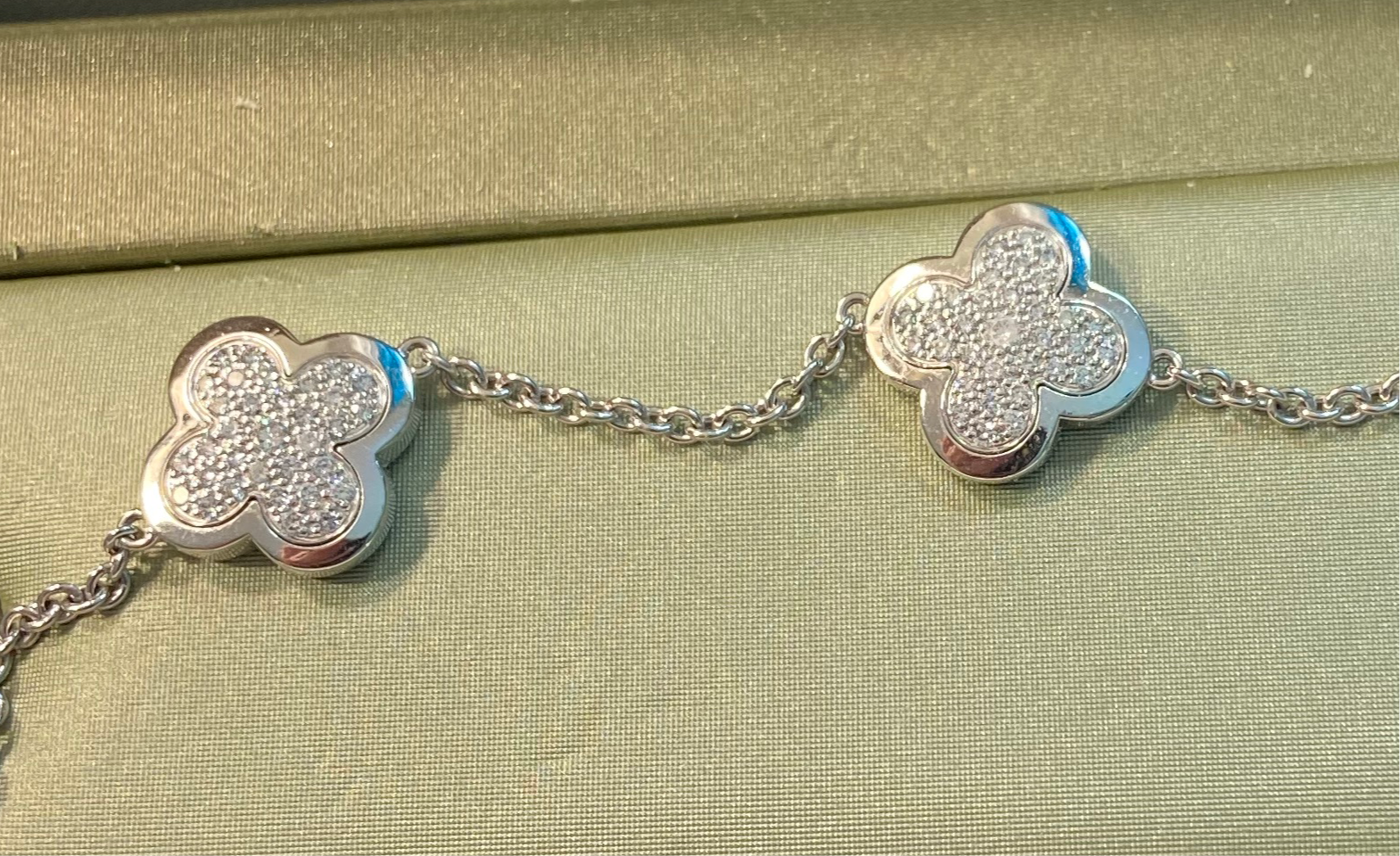 Van Cleef & Arpels Diamond Paved Pure Alhambra 16 Motif Long Necklace