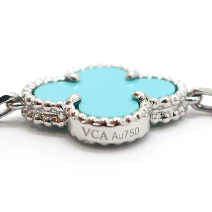 Van Cleef & Arpels Turquoise Vintage Alhambra 18KT White Gold Necklace