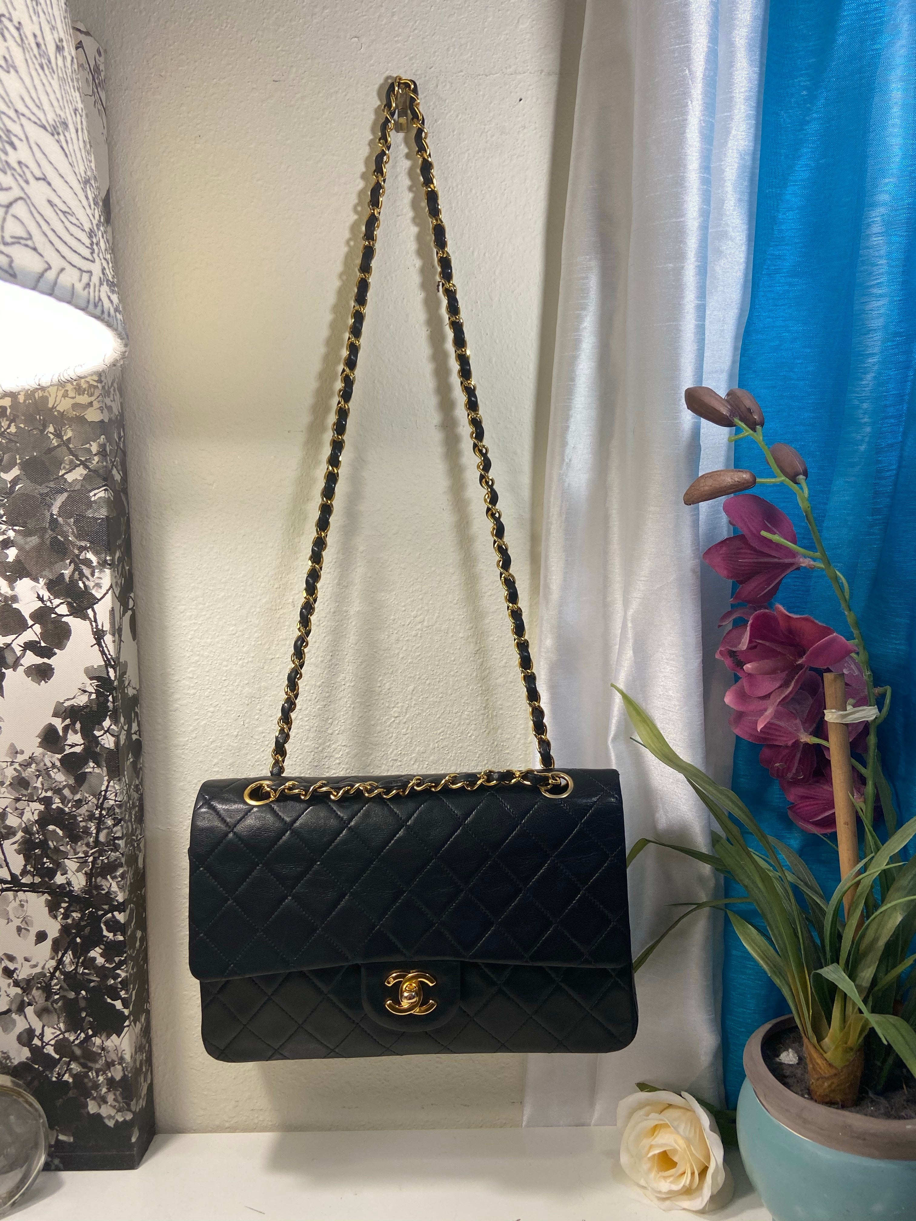 Sale! CHANEL Black Double Flap Lambskin Leather 25 Shoulder Bag