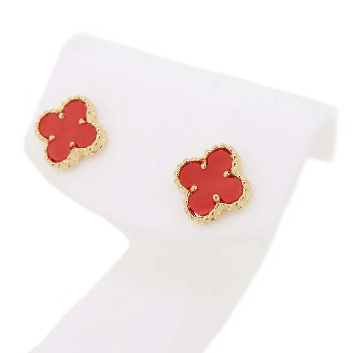 Van Cleef & Arpels Coral Sweet Alhambra 18Kt Yellow Good Earrings