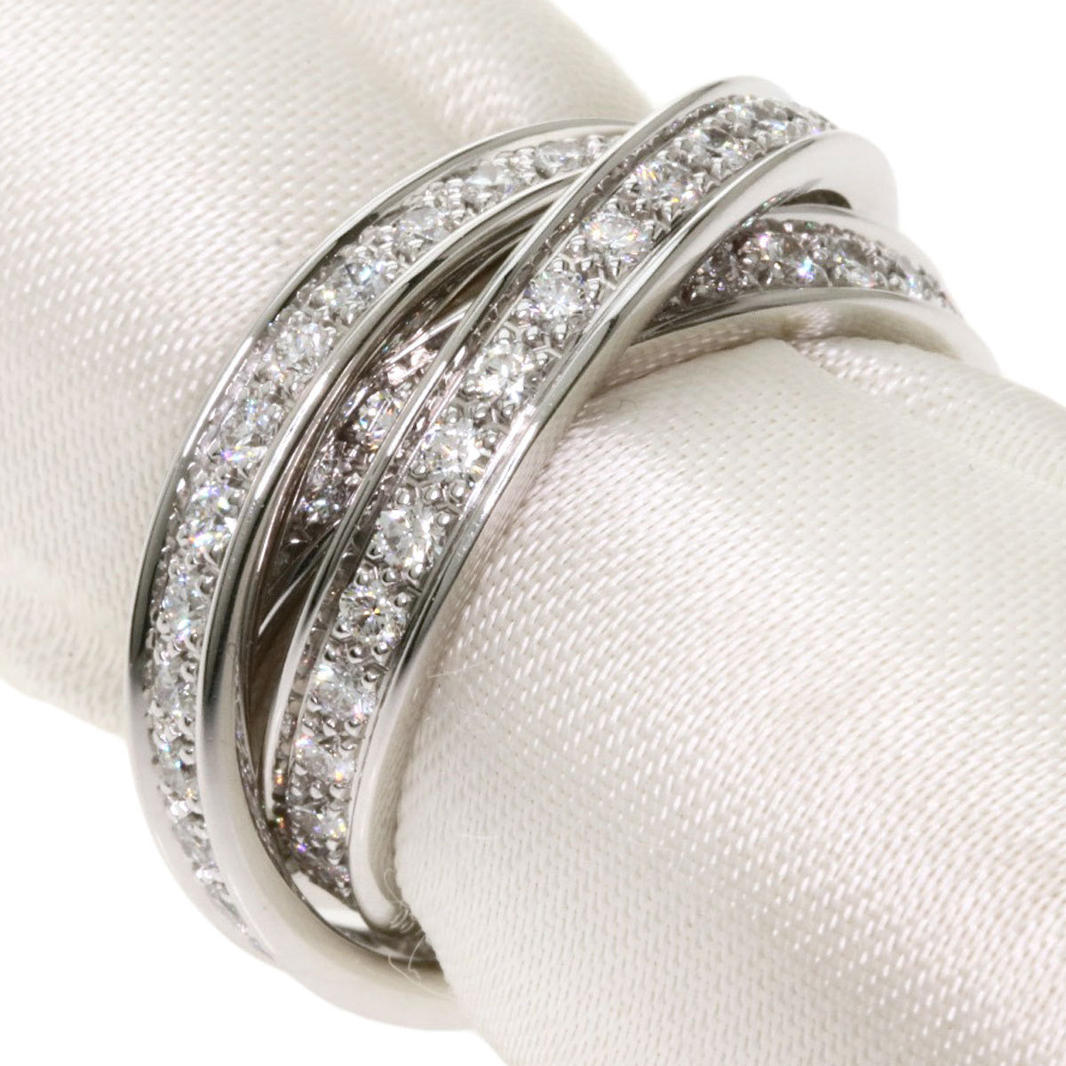 Cartier Diamond Trinity 18KT White Gold Ring Size #51/ US 5.5