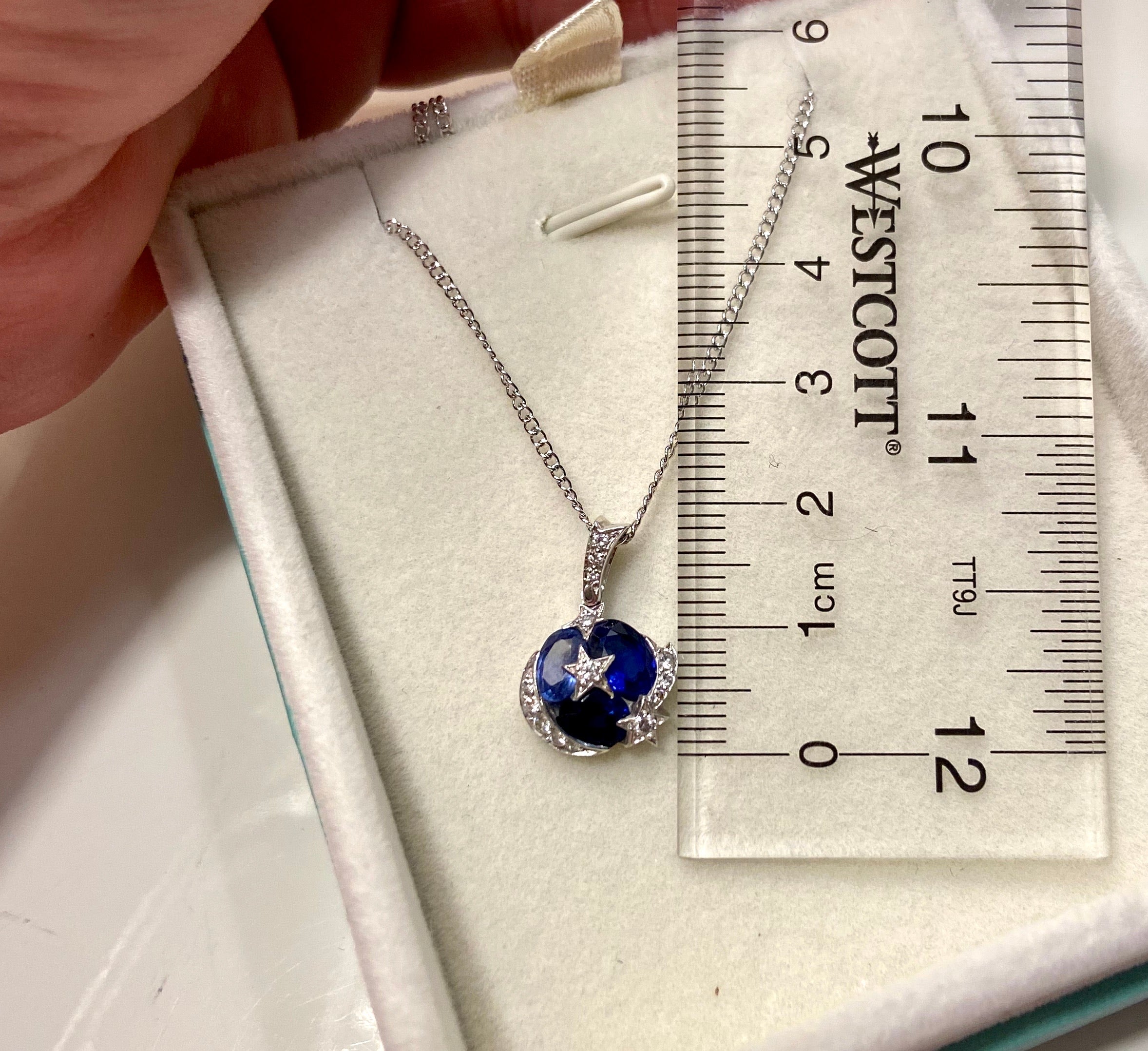 CHANEL Comete Diamond Sapphire 18KT White Good Pendant Necklace