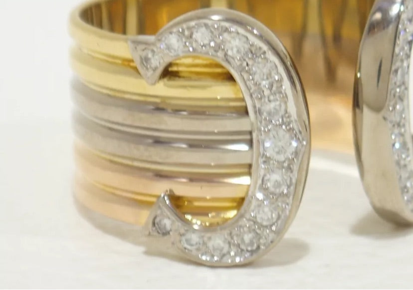 Cartier Diamond Double 2C de Trinity 18KT Gold Ring Size 5