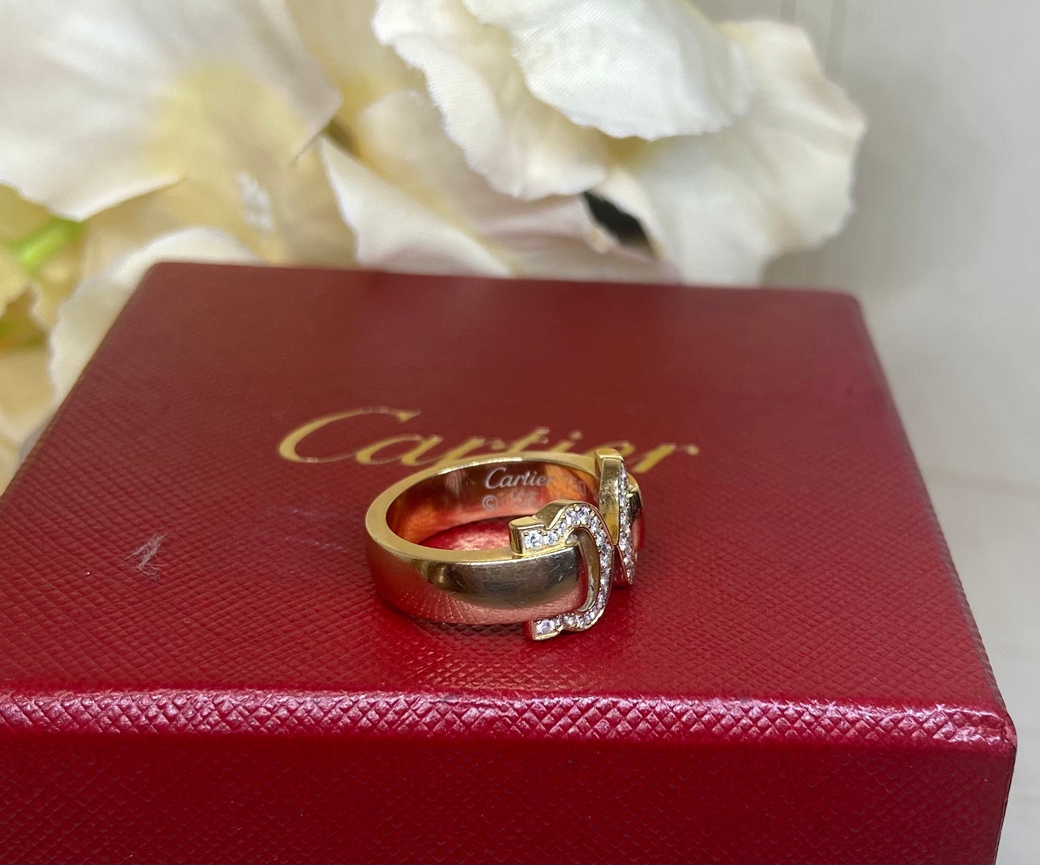 Cartier 2C de Cartier Diamond 18KT Yellow Gold Ring Size 5