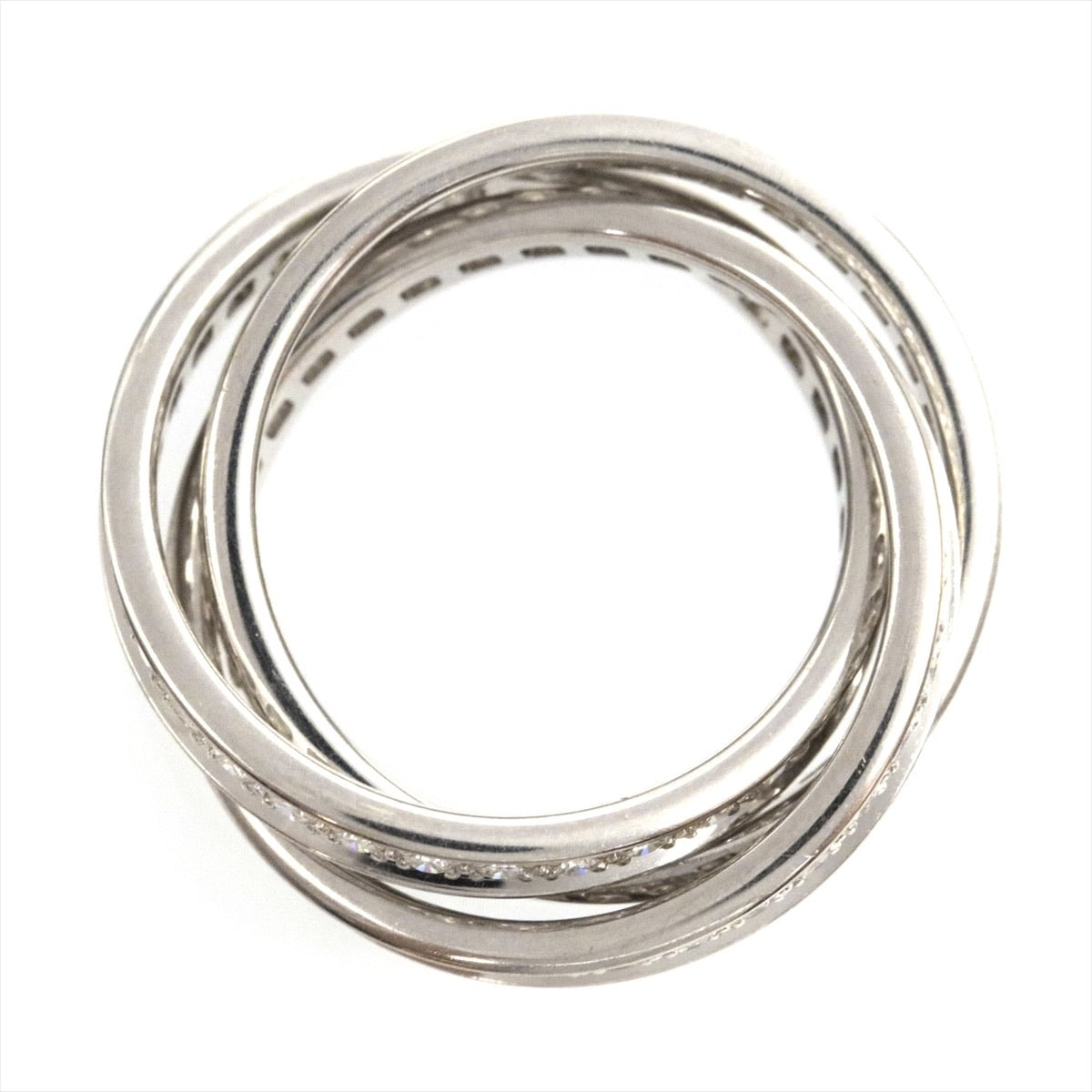 Cartier Diamond Trinity Rolling 18KT White Gold Ring Size #55/ US 7