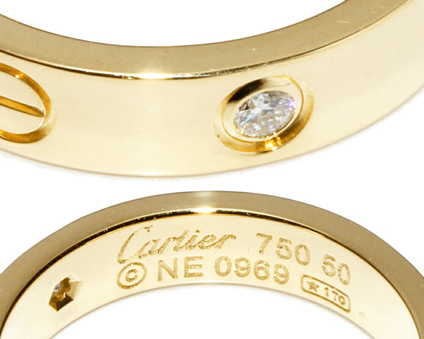 Cartier 1P Diamond Wedding Yellow Gold Love Ring Size 5