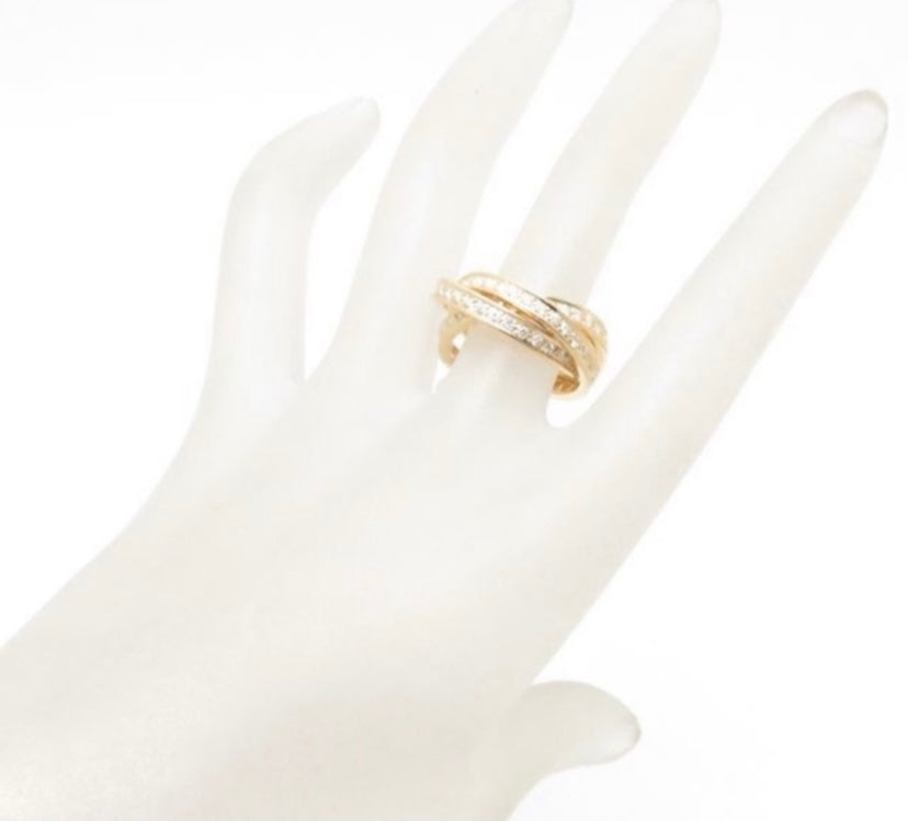 Cartier Diamond-Paved Trinity Rolling Ring, 18KT Yellow Gold