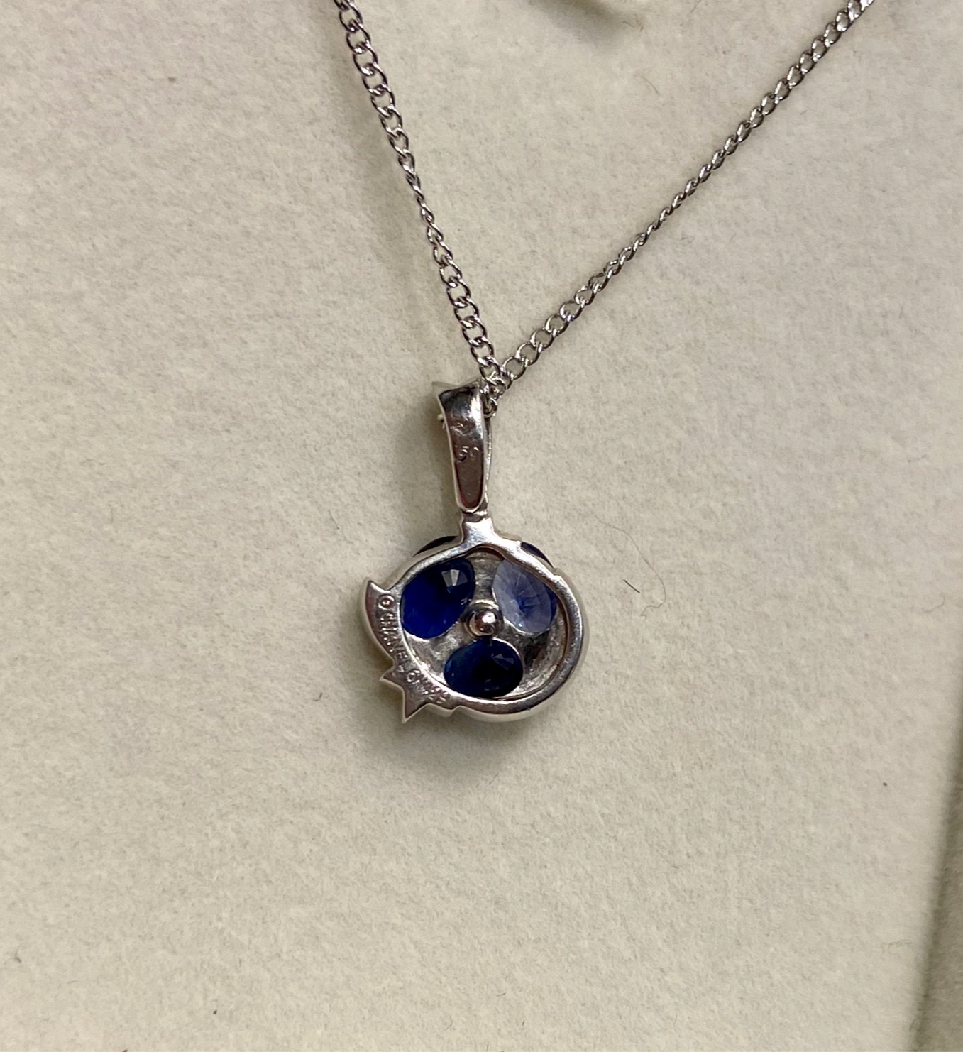 CHANEL Comete Diamond Sapphire 18KT White Good Pendant Necklace