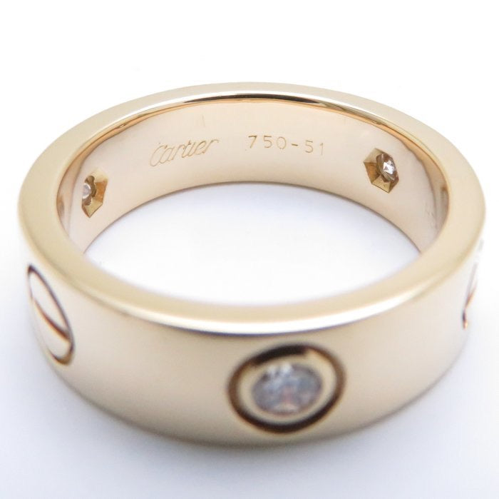 Cartier 3P Diamond 18KT Yellow Gold Love Ring #51
