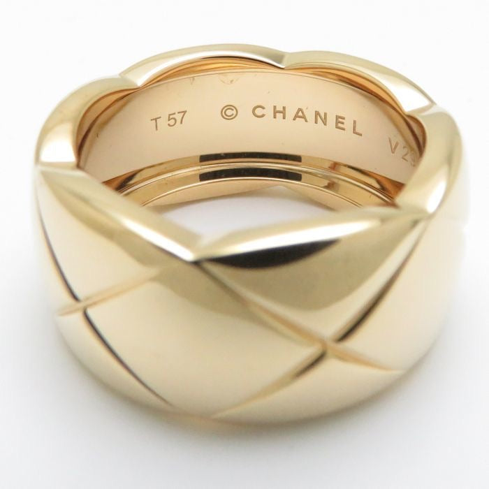 CHANEL Matelasse CoCo Crush Quilted 18KT Yellow Gold Ring 7.5