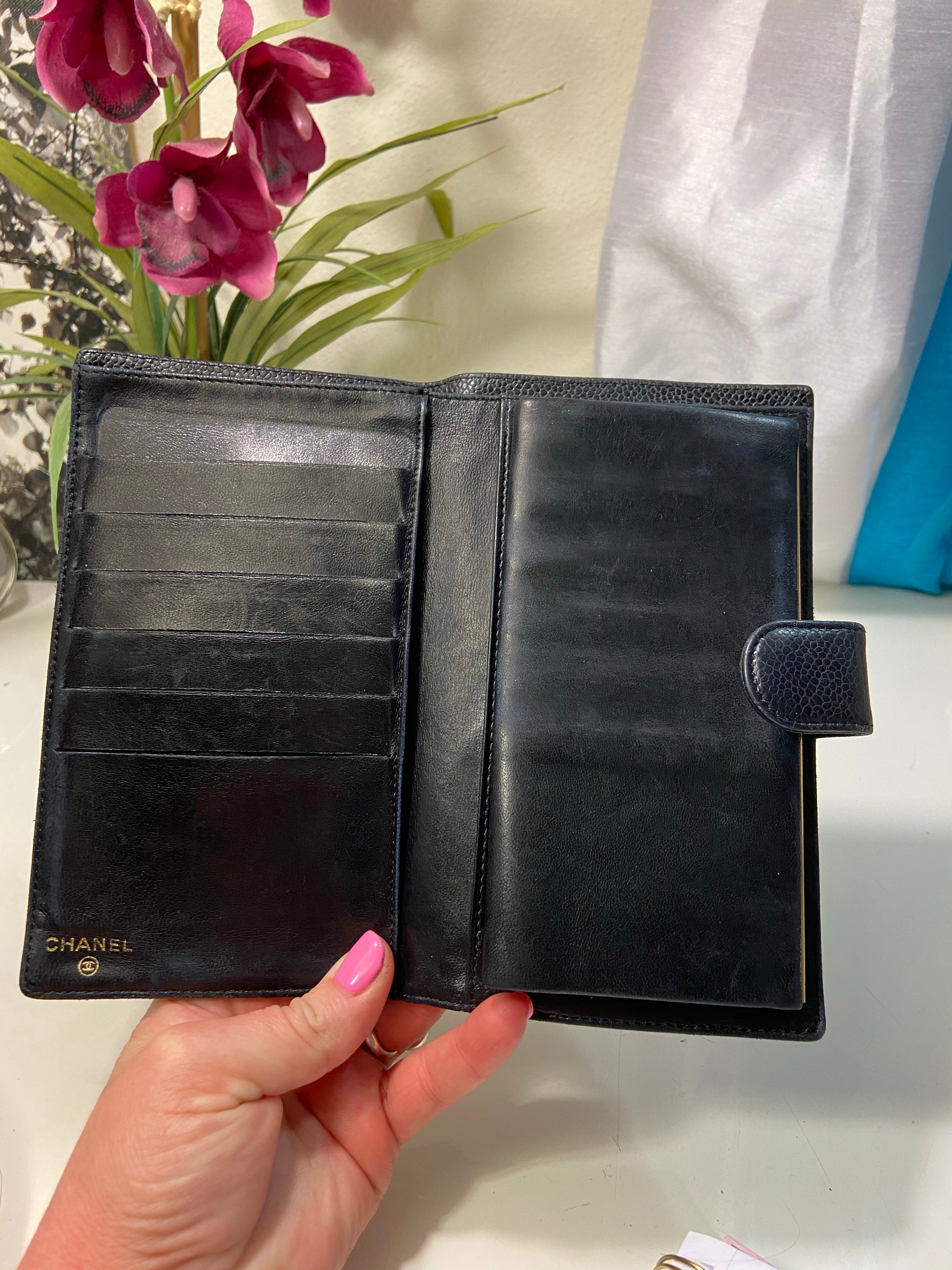 CHANEL French Black Caviar Leather CC Wallet Purse
