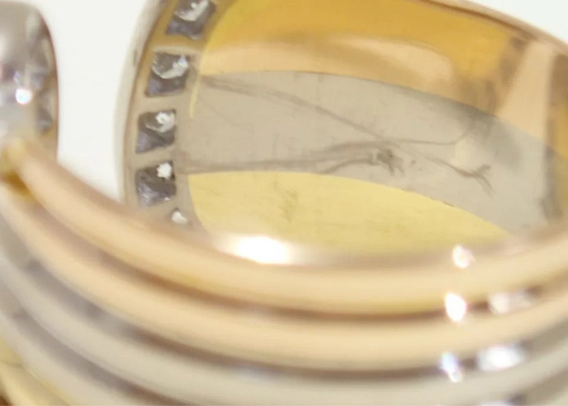 Cartier Diamond Double 2C de Trinity 18KT Gold Ring Size 5