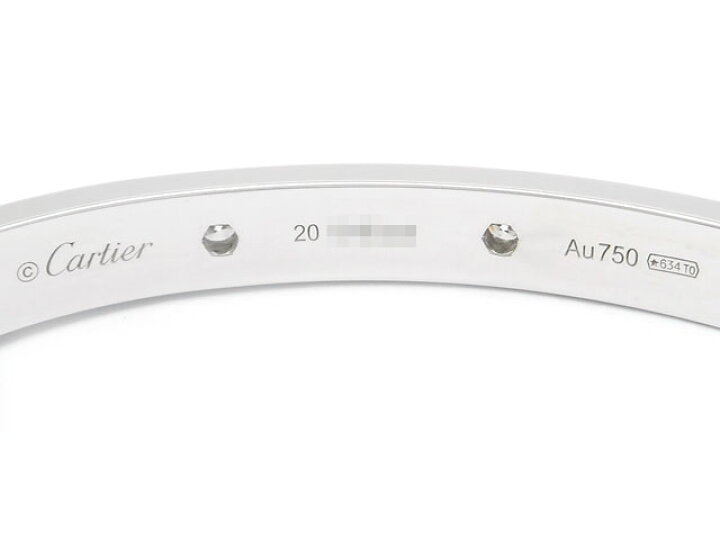 Cartier Diamond Full 18KT White Gold Love Bracelet Size 20 w/ Cert