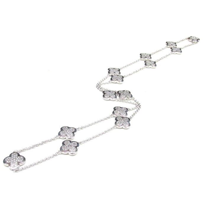 Van Cleef & Arpels Diamond Paved Pure Alhambra 16 Motif Long Necklace