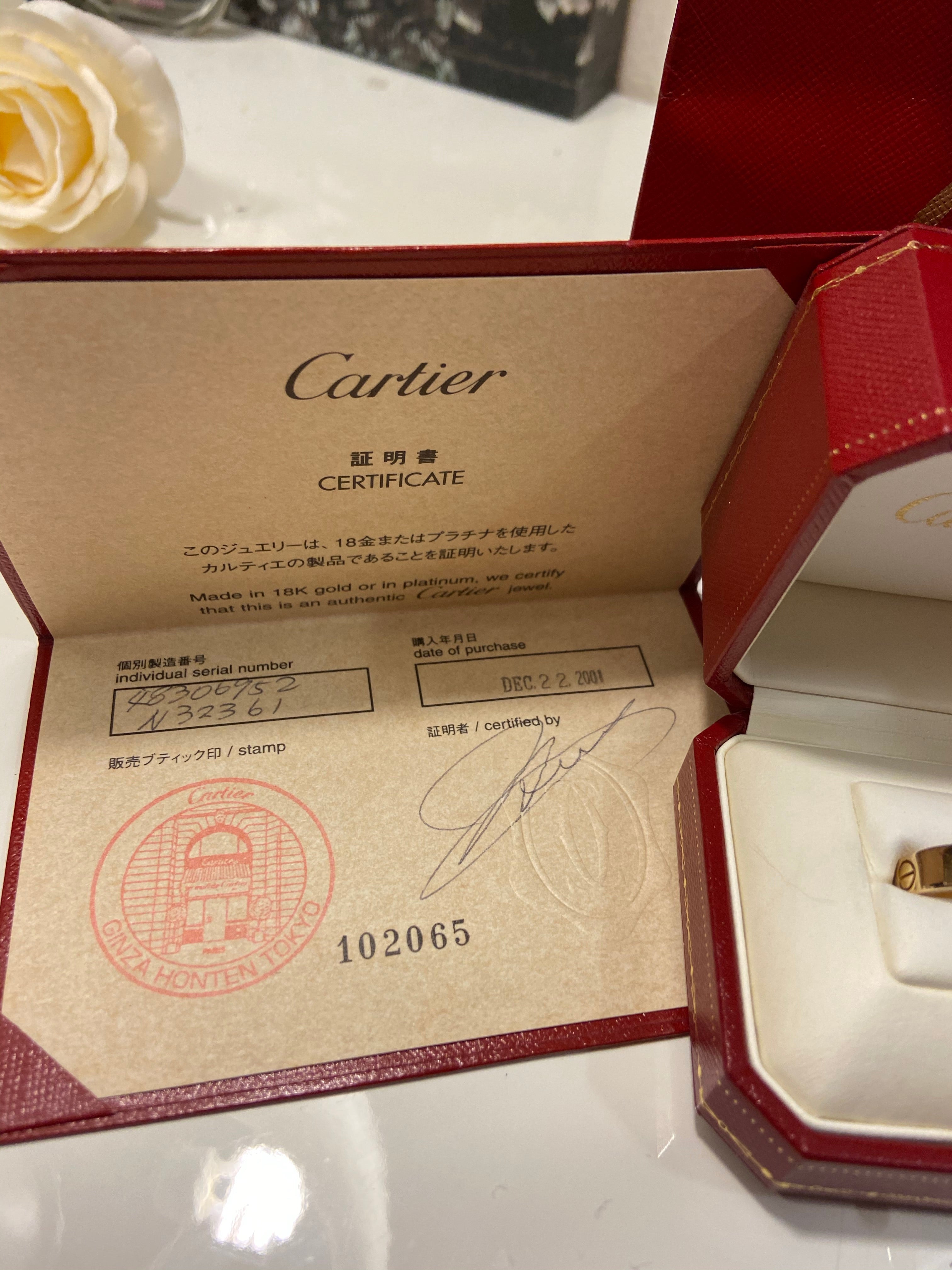 Cartier Full Size 18KT Yellow Gold Love Ring Size 52/ US 6
