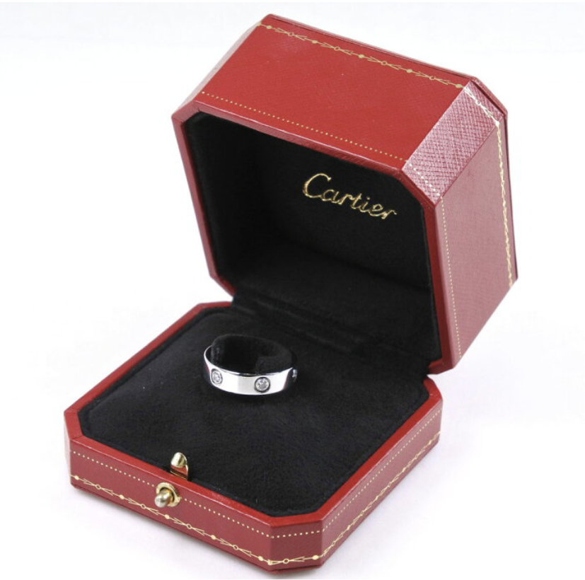 Cartier 6P Full Diamond Cartier Love Ring 18KT Gold #60/ US 9