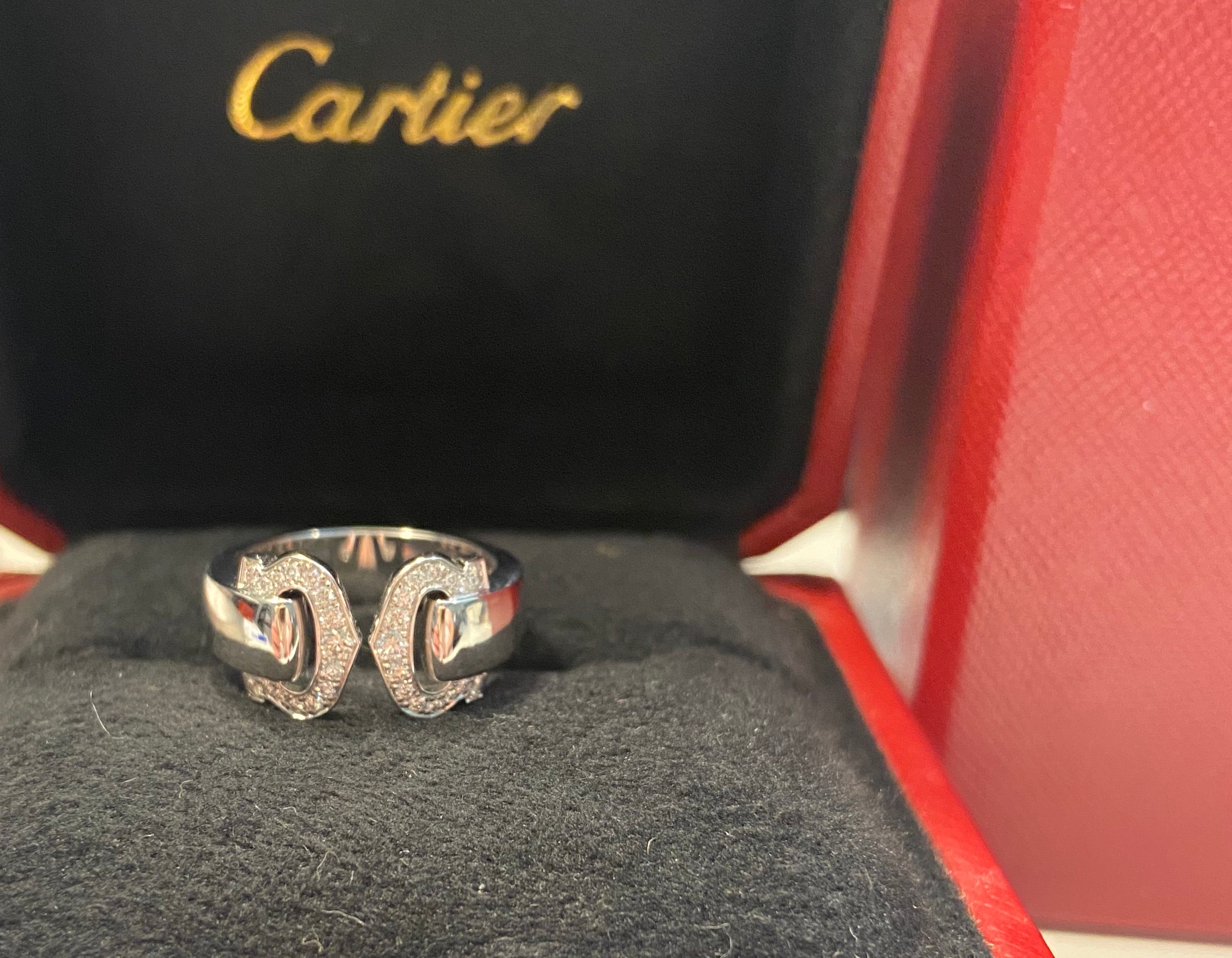 Cartier C de Cartier Logo 2C Diamond Paved Ring #49