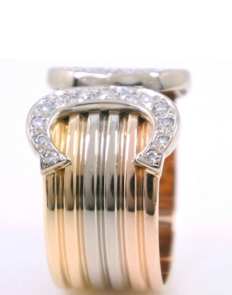 Cartier Wide Double 2C de 18KT Trinity Gold Ring #55/ US 7